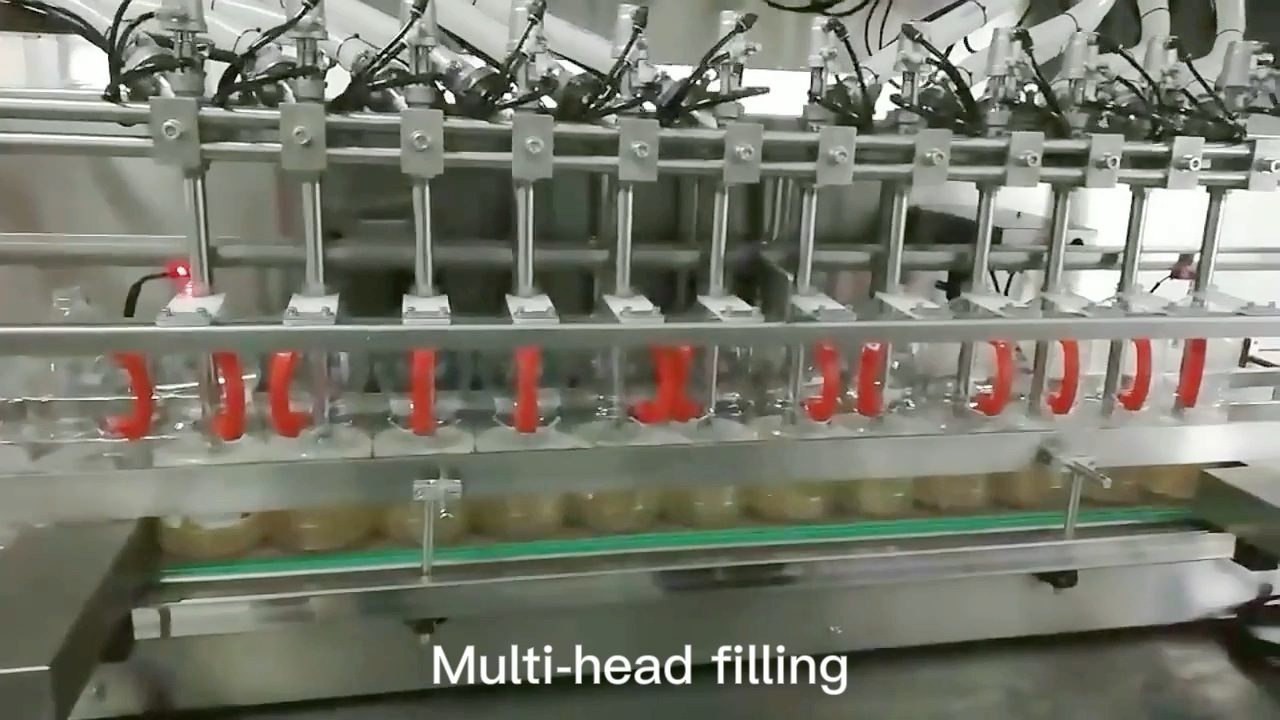 Edible-oil gravity filling, press-capping and labeling line