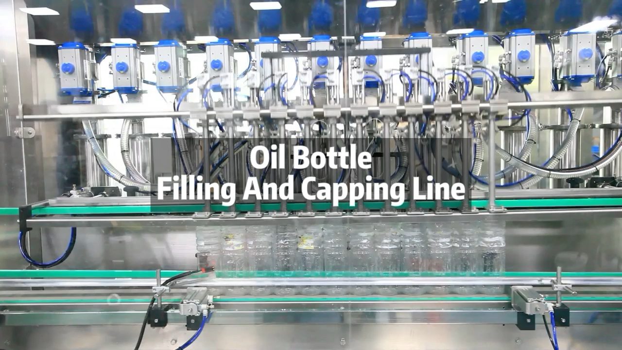 Ligne de remplissage à piston, bouchage et étiquetage d'huile alimentaire